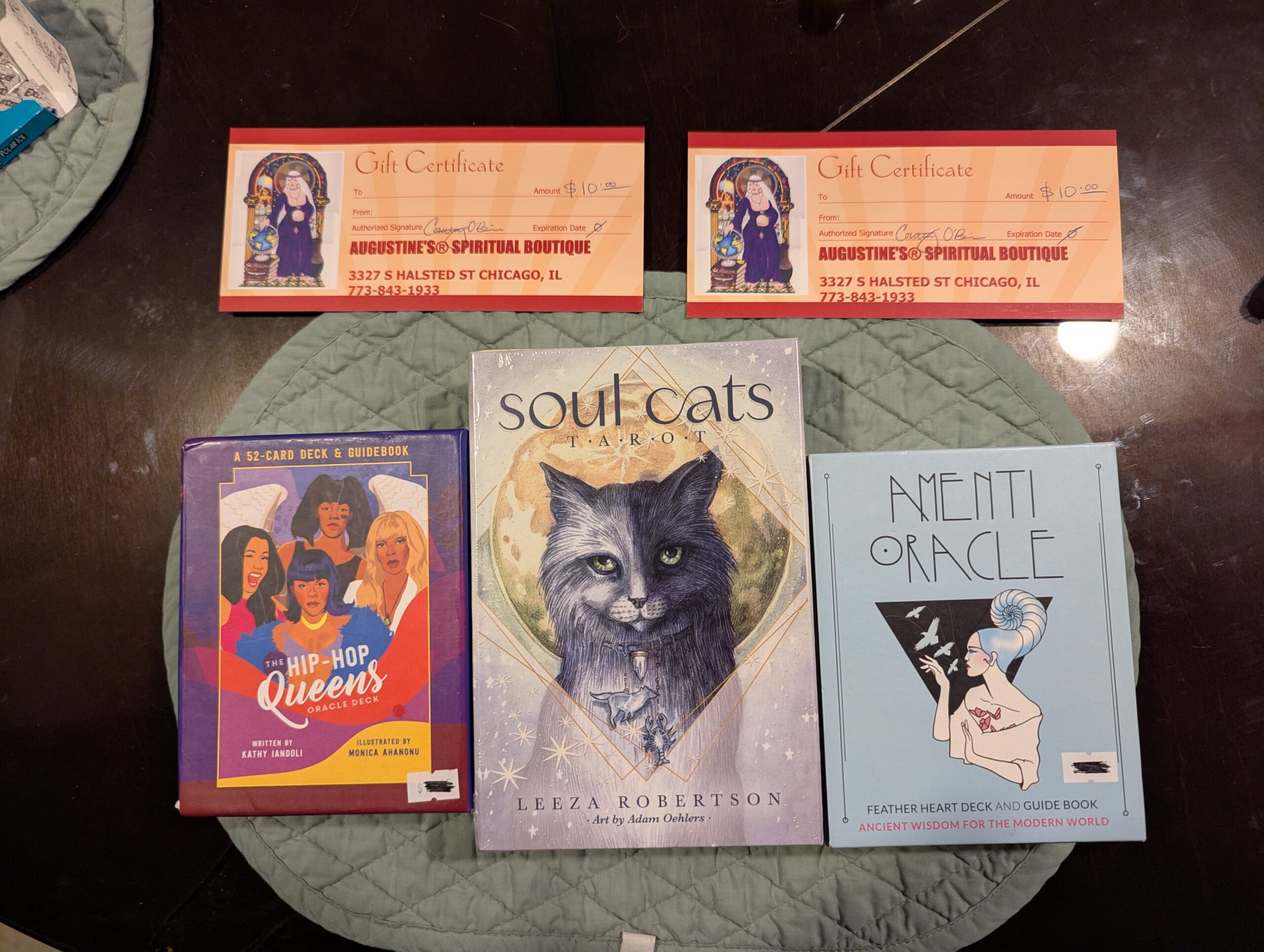 Our Raffle Decks for our March Kinky Tarot Night